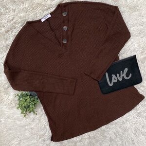 Jenny Boston Waffle Top 💗 Brown